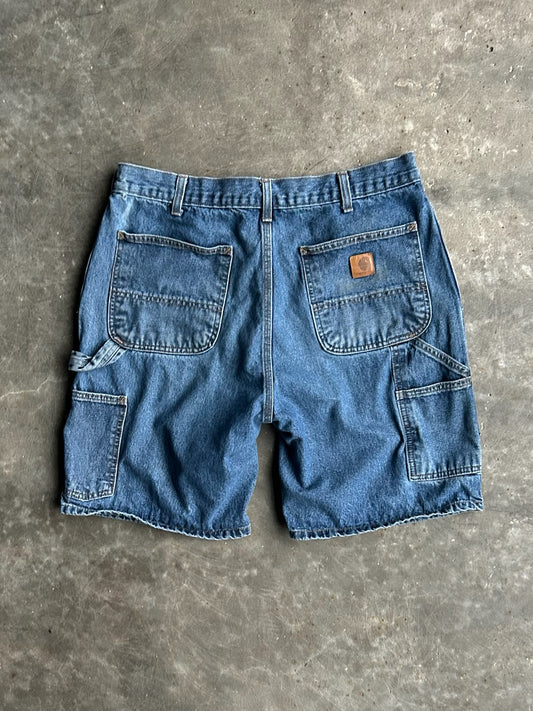 Vintage Faded Dark Denim Carhartt Carpenter Shorts - 34