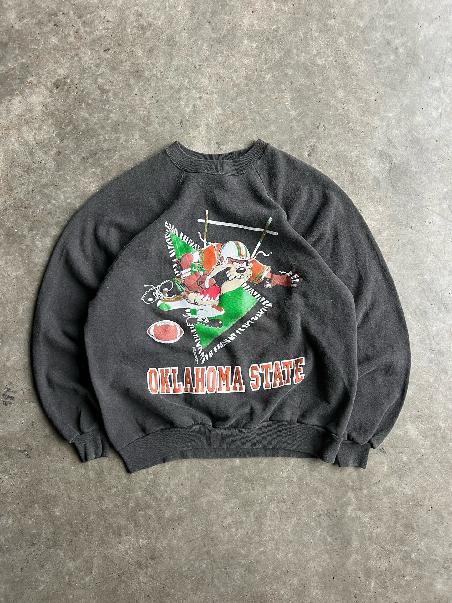 Vintage Grey Taz Oklahoma State Football Crew - XL