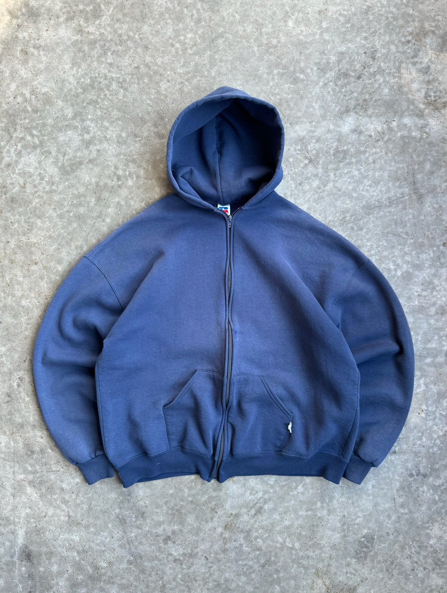 Vintage Navy Russell Zip Up Hoodie - XXL