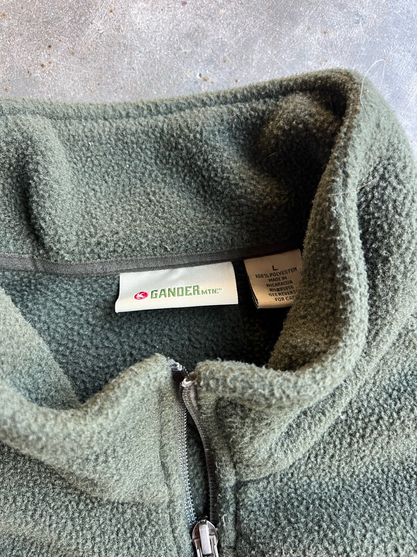 Vintage Olive Green Gander Fleece Quarter Zip - L