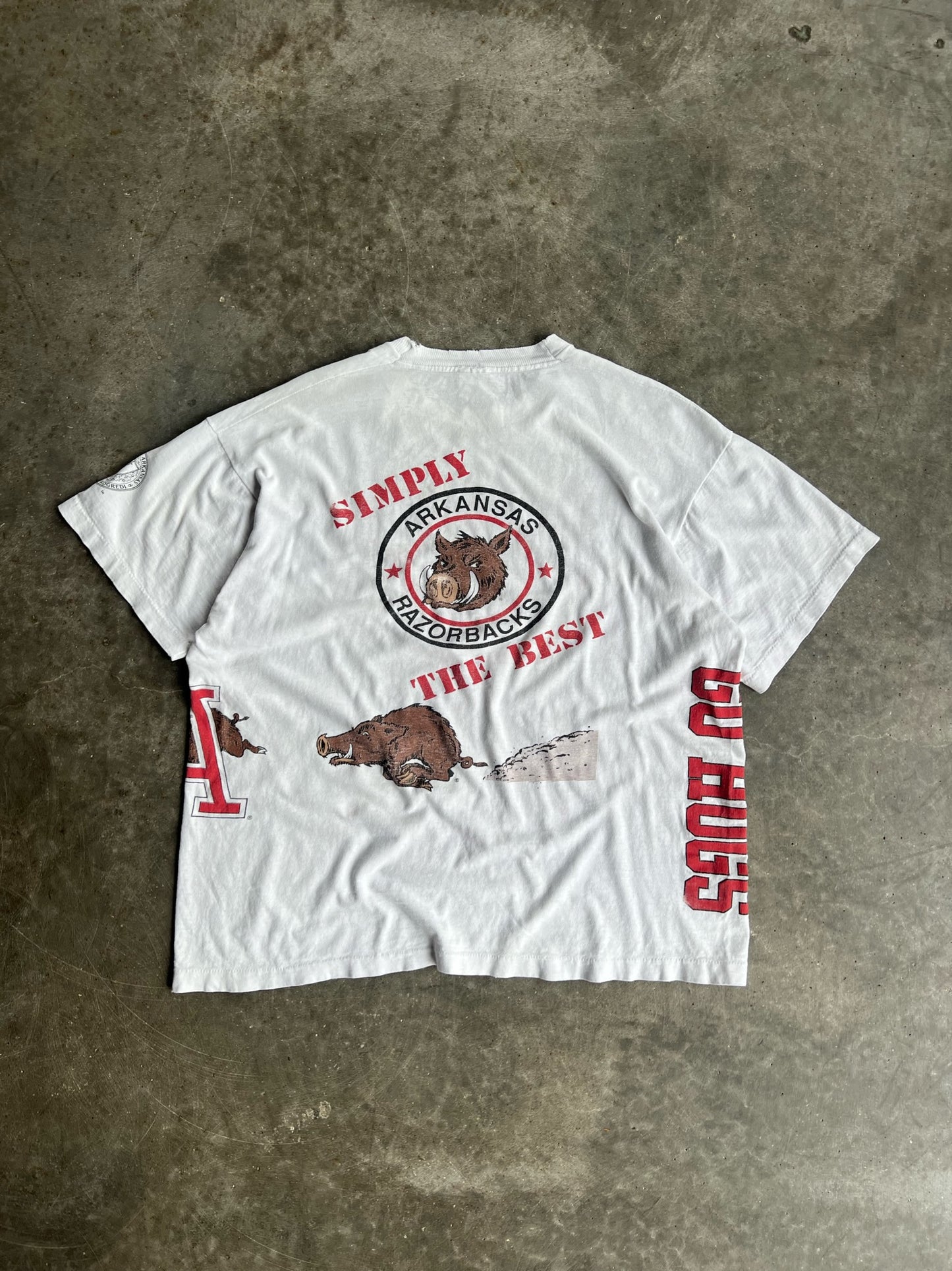 Vintage White Arkansas Razorbacks Shirt - XL