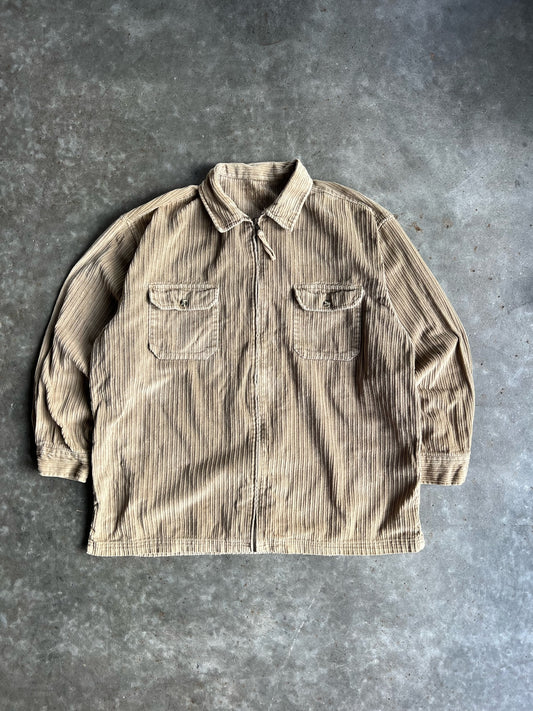 Vintage Tan Corduroy Zip Up - XXL