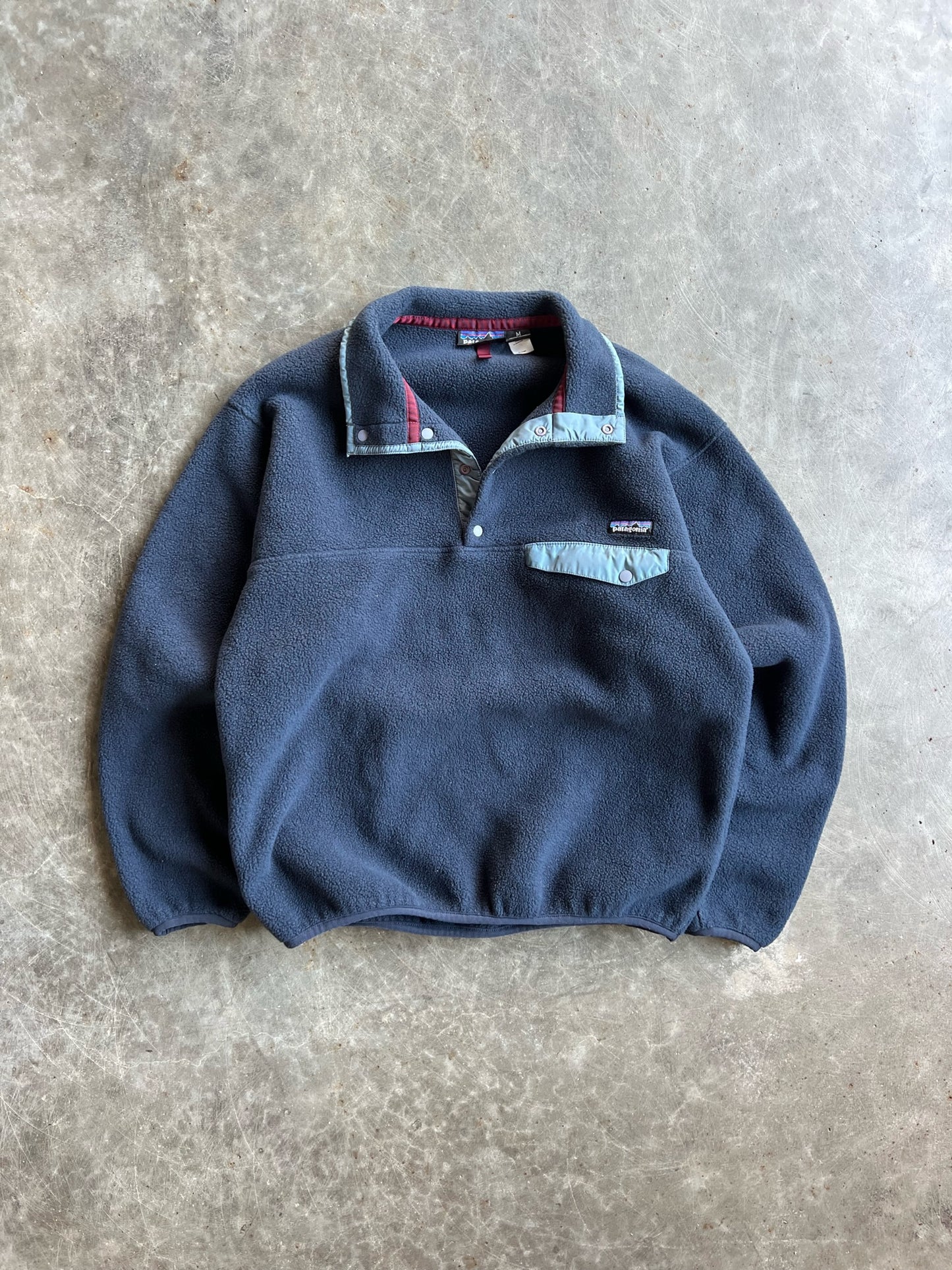 Vintage Navy Fleece Patagonia Quarter Button - M