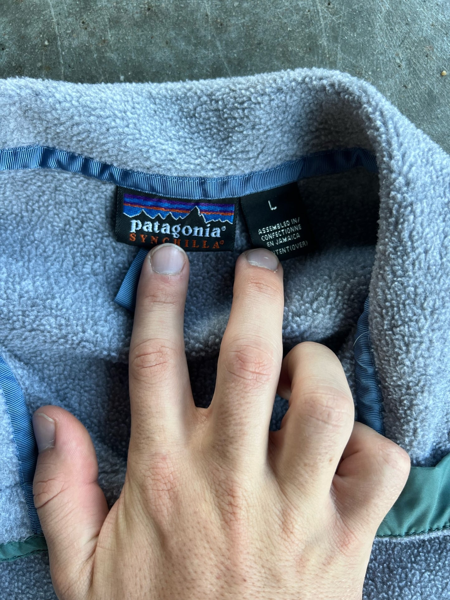 Vintage Grey Fleece Patagonia T Snap - L