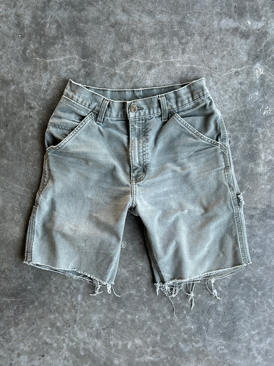 Vintage Faded Green Carhartt Distressed Carpenter Shorts - 28