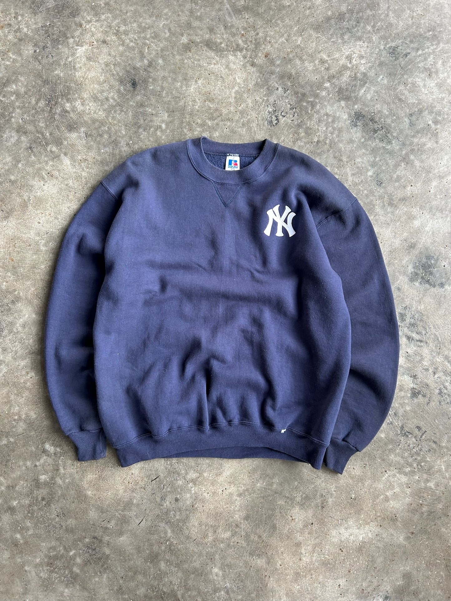 Vintage Navy Yankees Russell Crew - XL