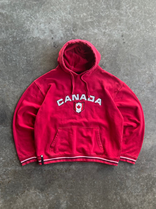 Red Embroidered Canada Hoodie - XL