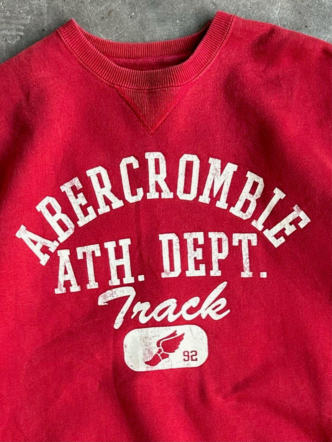 Vintage Red Abercrombie Ath. Dept. Track Crew - L