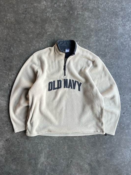 Vintage Cream Fleece Old Navy Quarter Zip - XL