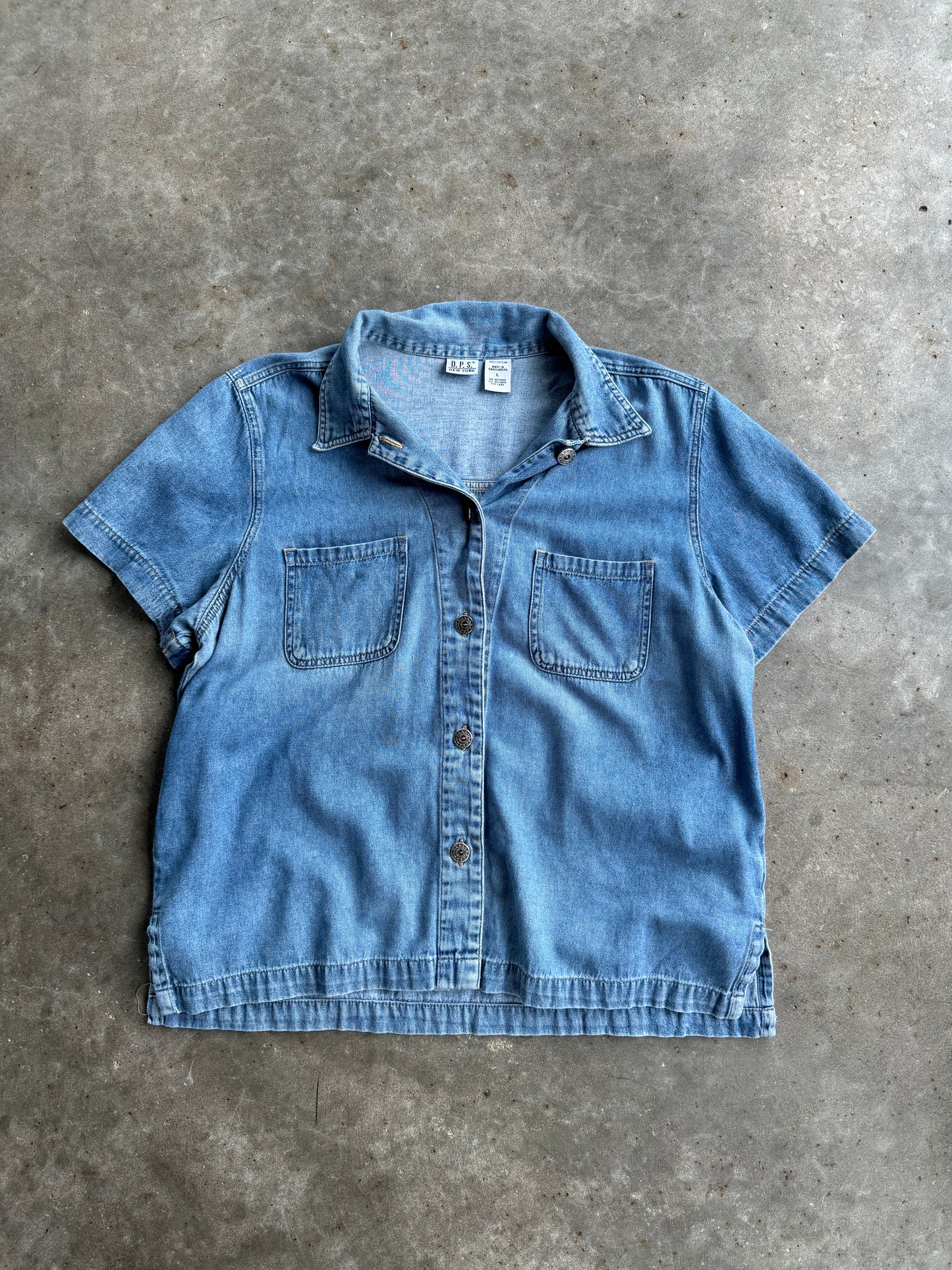 Vintage New York Crop Button Up - L