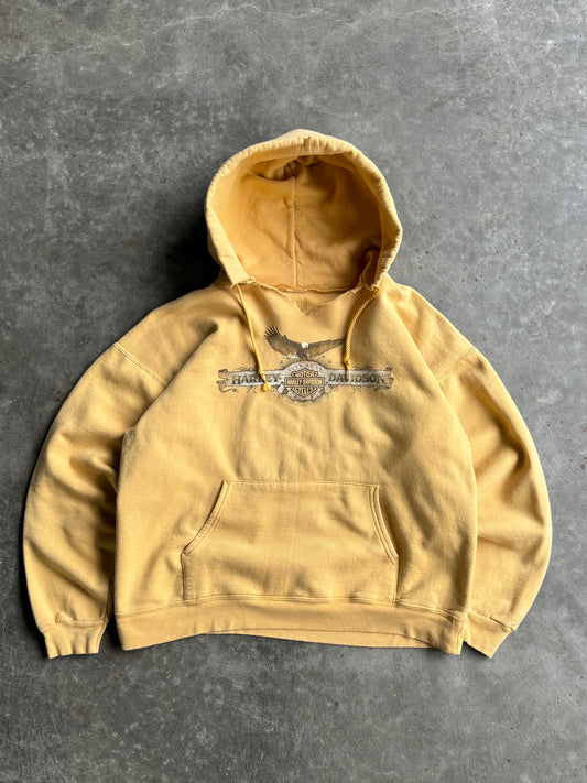 Vintage Yellow Harley Davidson Hoodie - XL