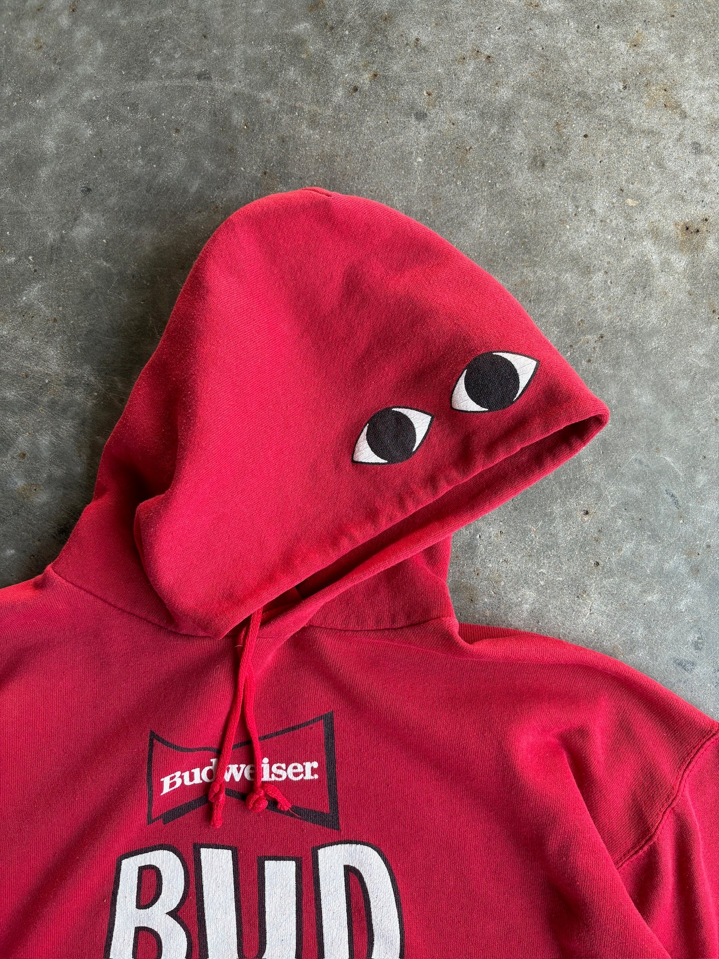 Vintage Red Budweiser Bud Man Hoodie - L