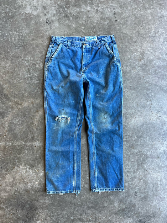 Vintage Distressed Dark Wash Carhartt Carpenter Pants - 34