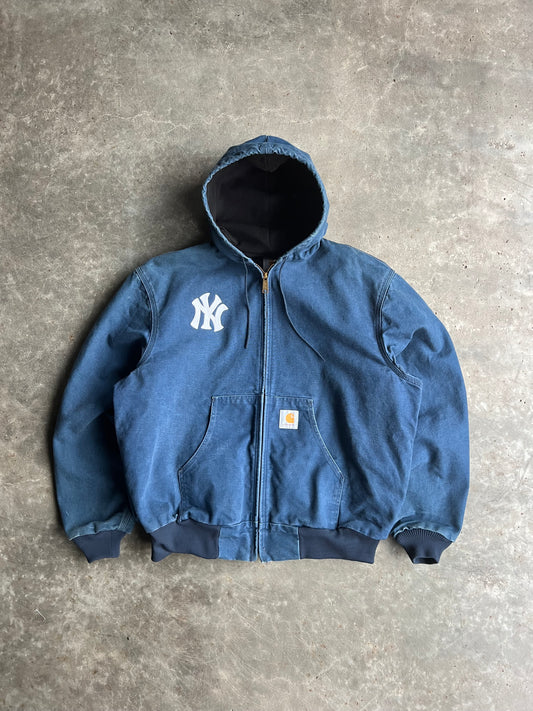 Vintage Navy Yankees Hooded Carhartt Jacket - XL