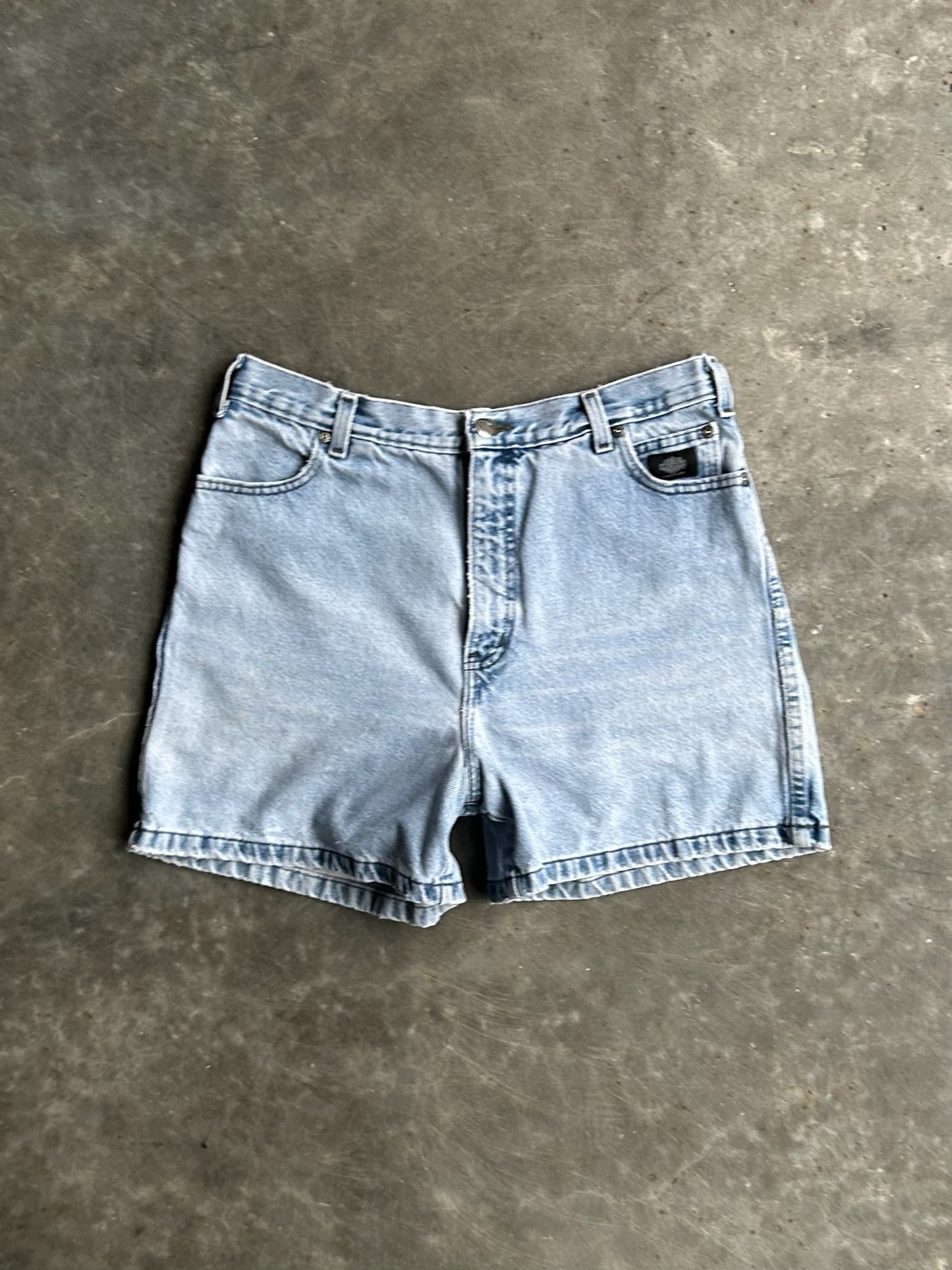 Vintage Light Wash Harley Davidson Denim Shorts - 30