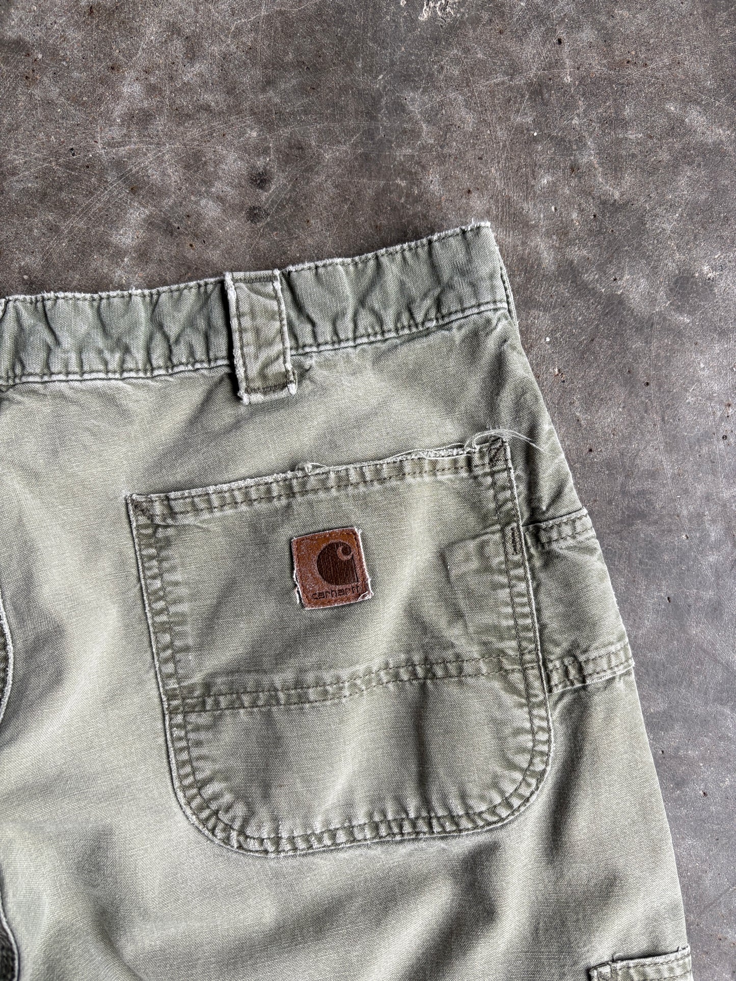 Vintage Distressed Sage Green Carhartt Carpenter Pants - 34