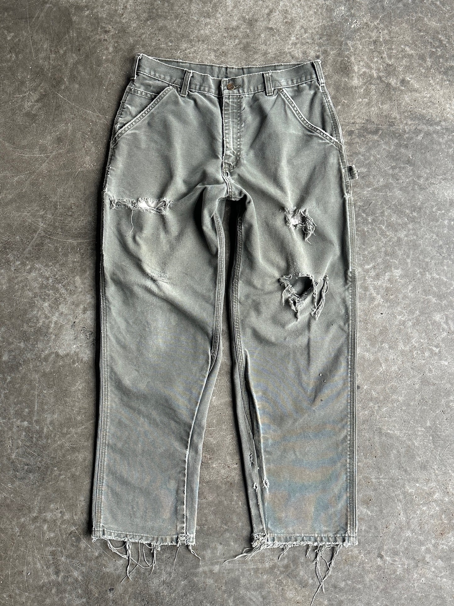 Vintage Green Distressed Carhartt Carpenter Pants - 32