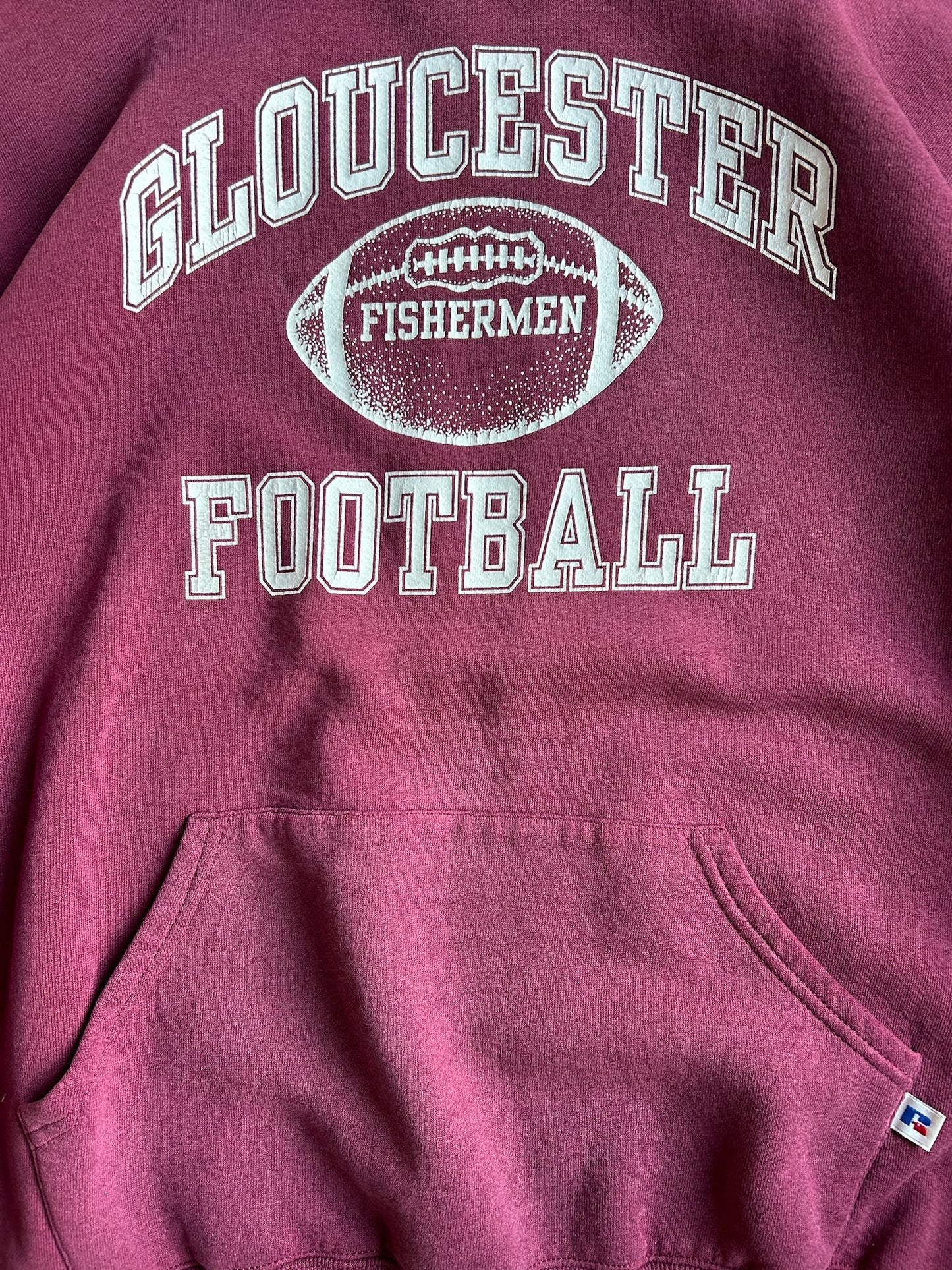 Vintage Burgundy Gloucester Football Russell Hoodie - XL