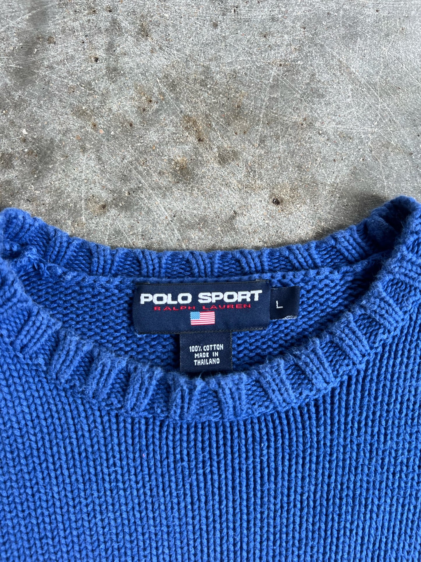 Vintage Blue Polo Sweater - L