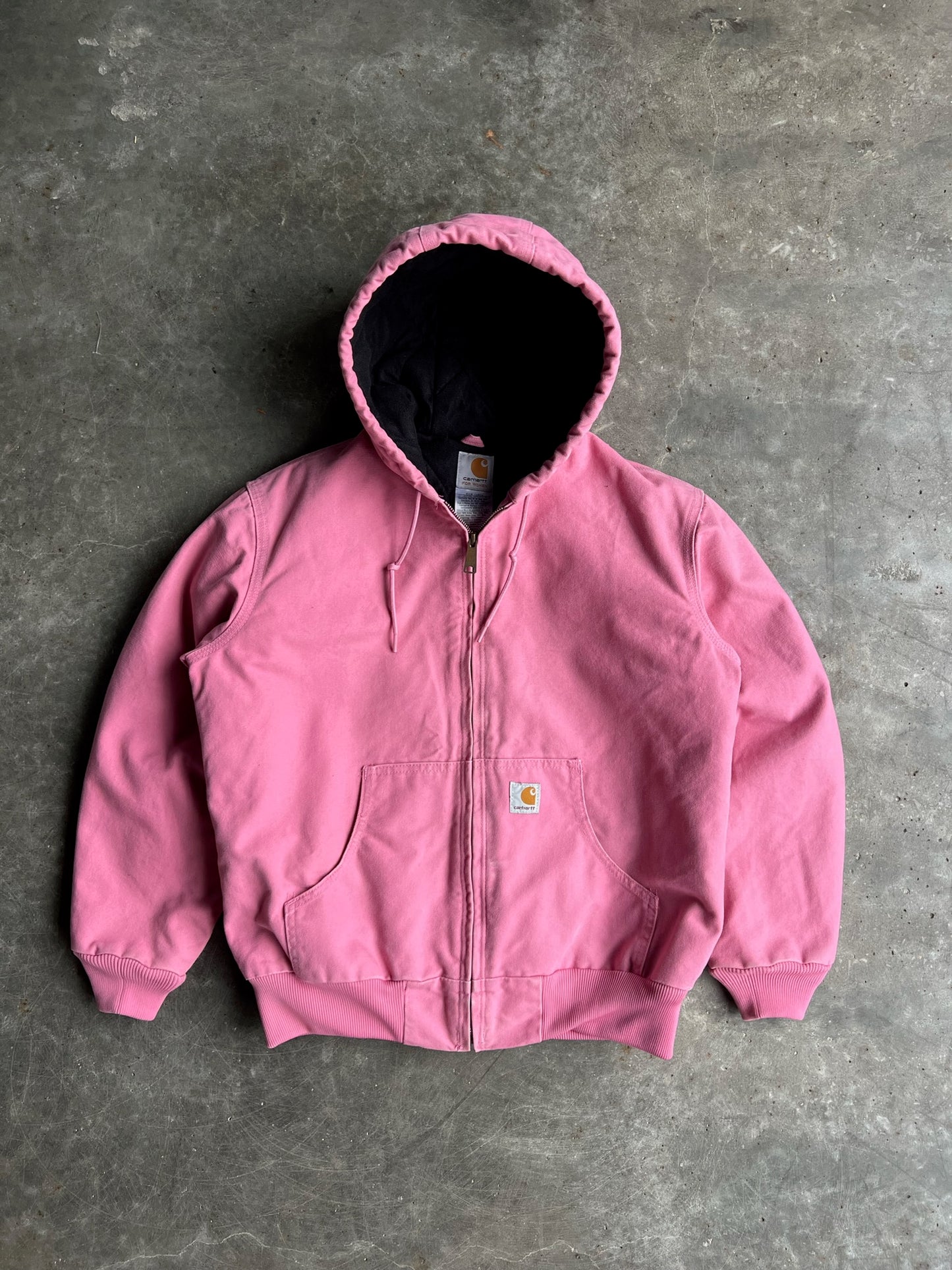 Vintage Baby Pink Hooded Carhartt Jacket - M