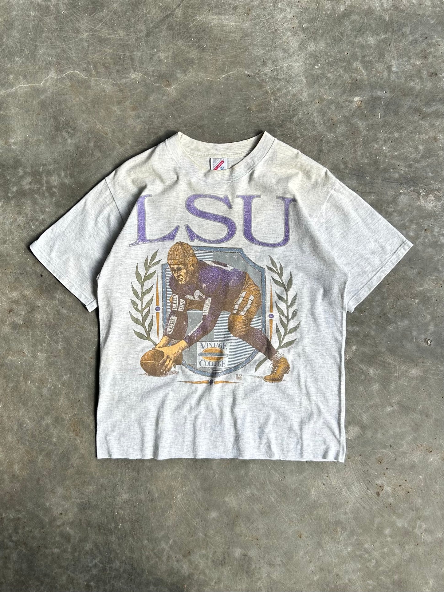 Vintage LSU Football Faded Cropped Tee - M