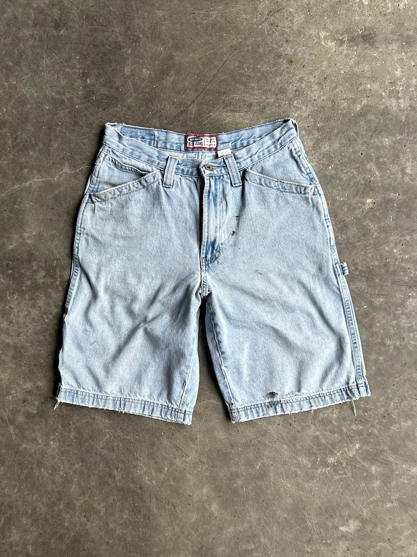 Vintage Light Wash Distressed Old Navy Carpenter Denim Shorts - 30