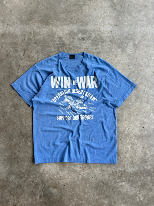 True Vintage Single Stitch Blue Win The War Graphic Tee - XL