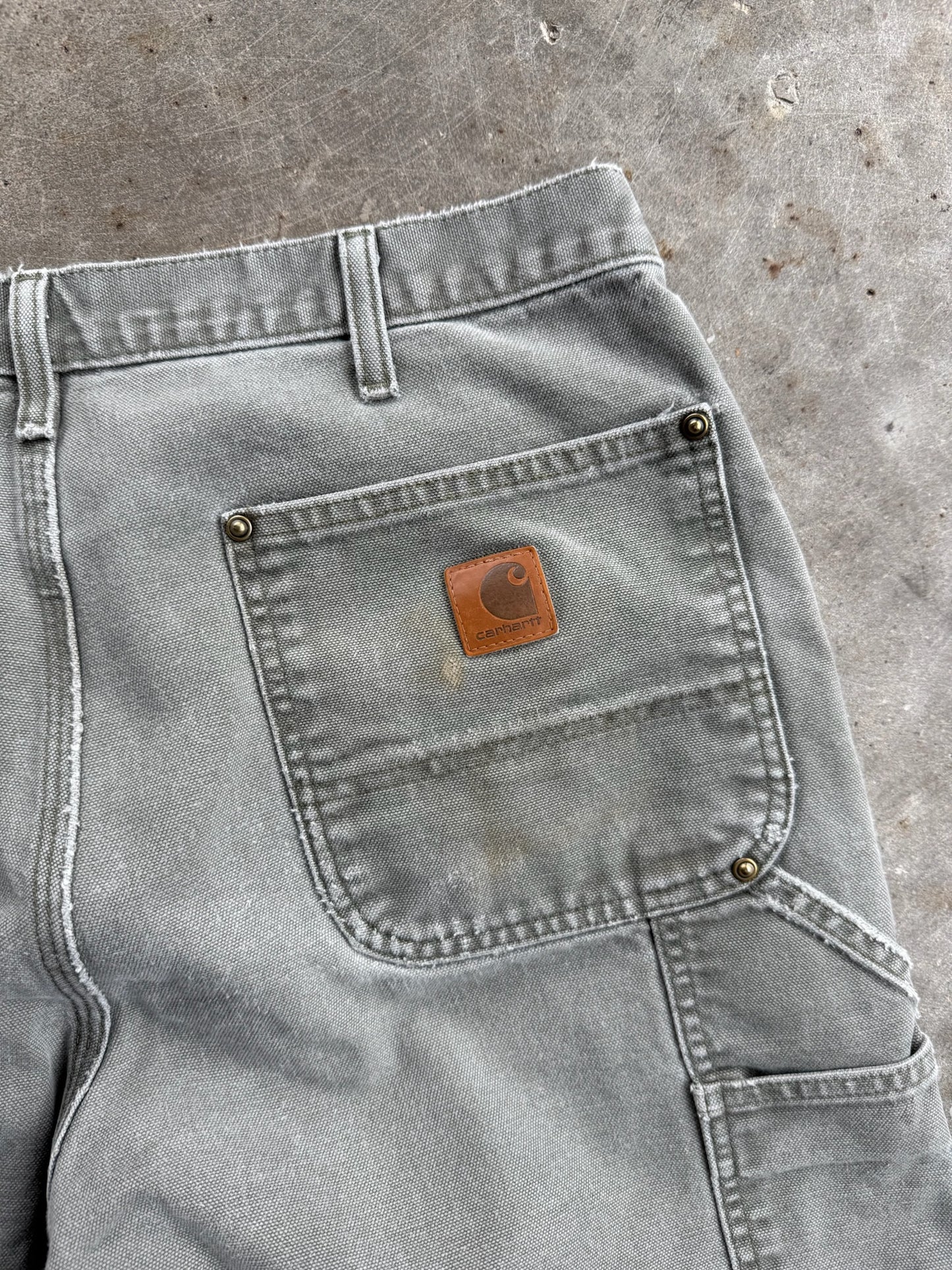 Vintage Green Distressed Double Knee Carhartt Carpenter Pants - 34