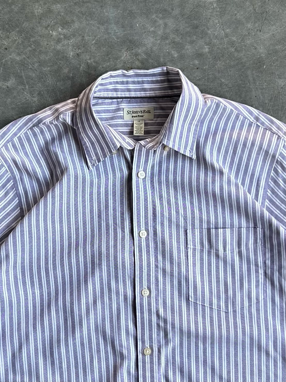 Purple Striped St. John’s Cropped Button-Up Shirt - L