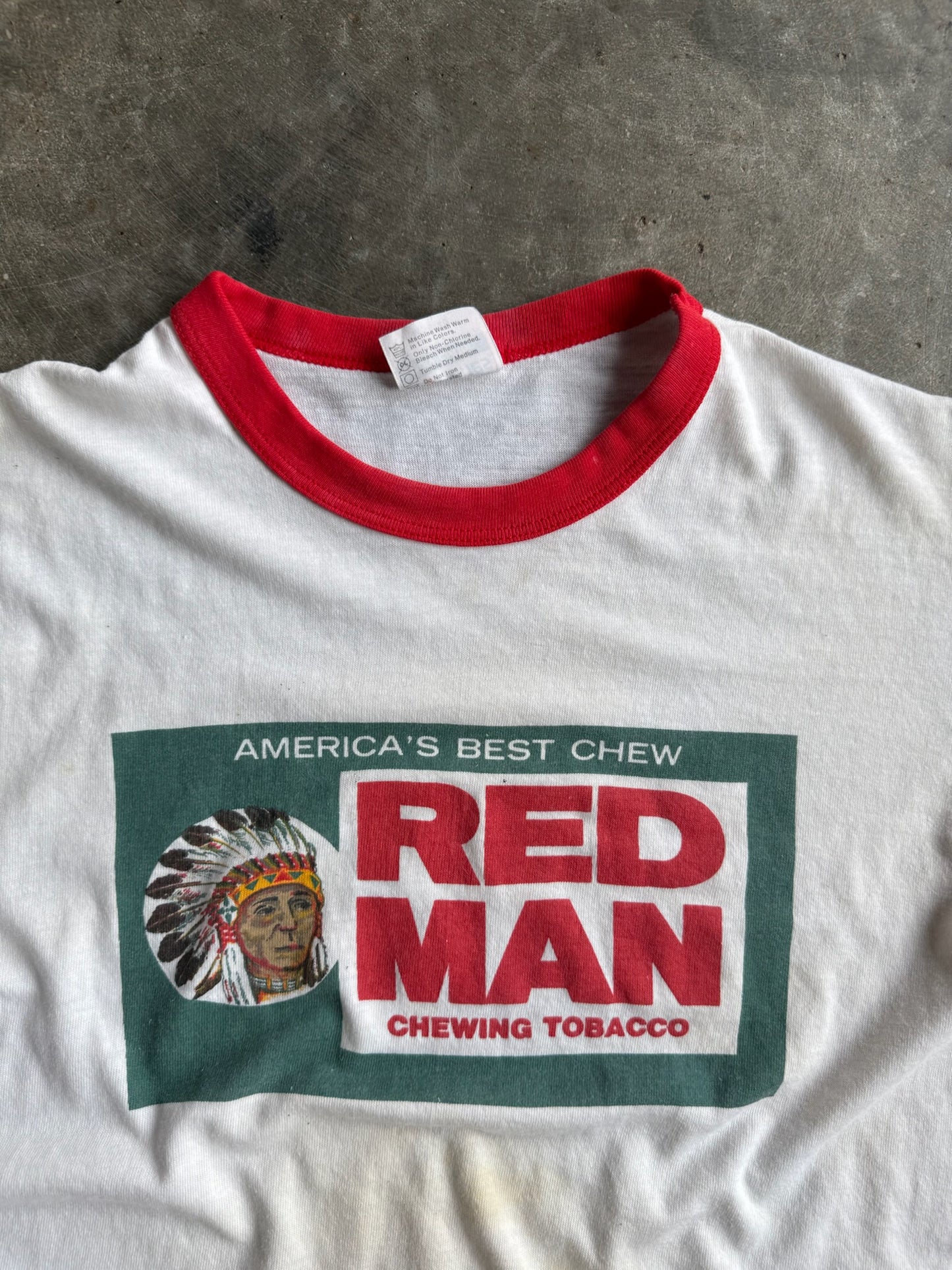 True Vintage Single Stitch Red Man Distressed Tee - M