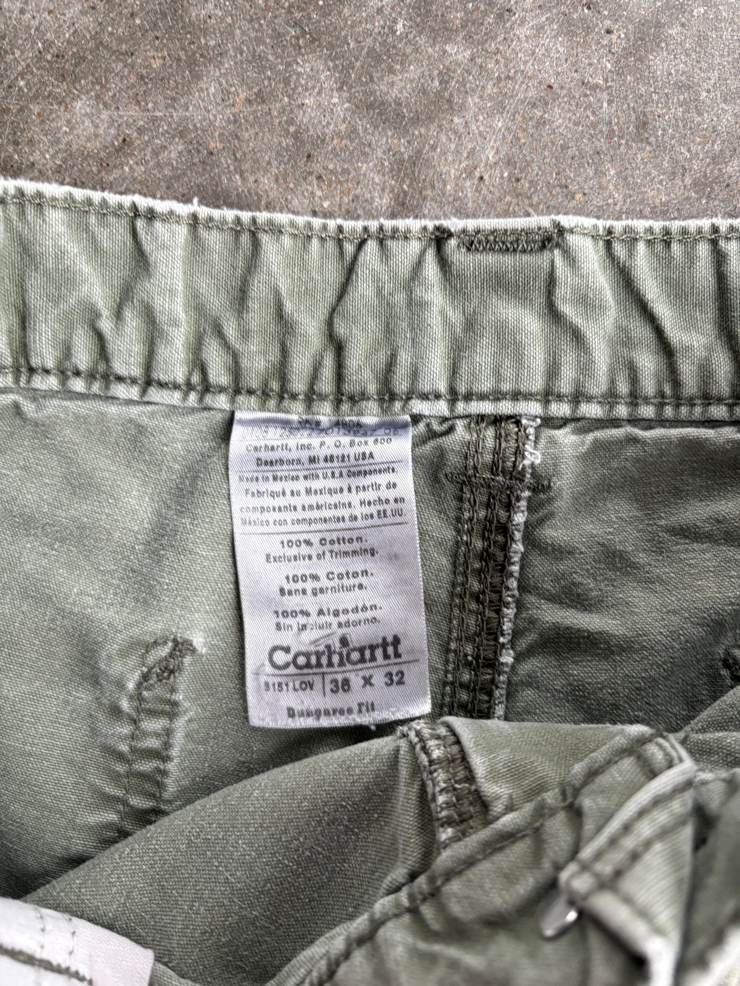 Vintage Distressed Sage Green Carhartt Carpenter Pants - 34