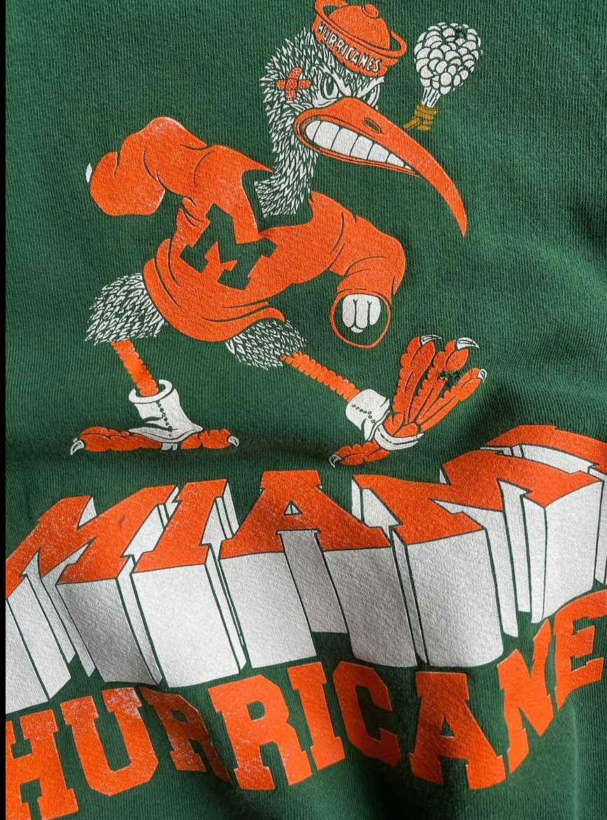 Vintage Green University of Miami Crew - XL