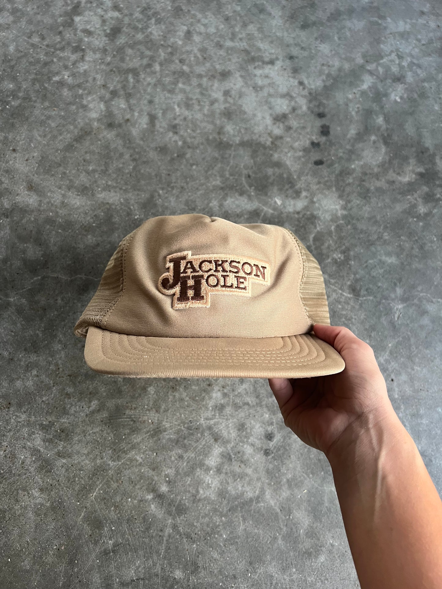 Vintage Tan Jackson Hole Trucker Hat