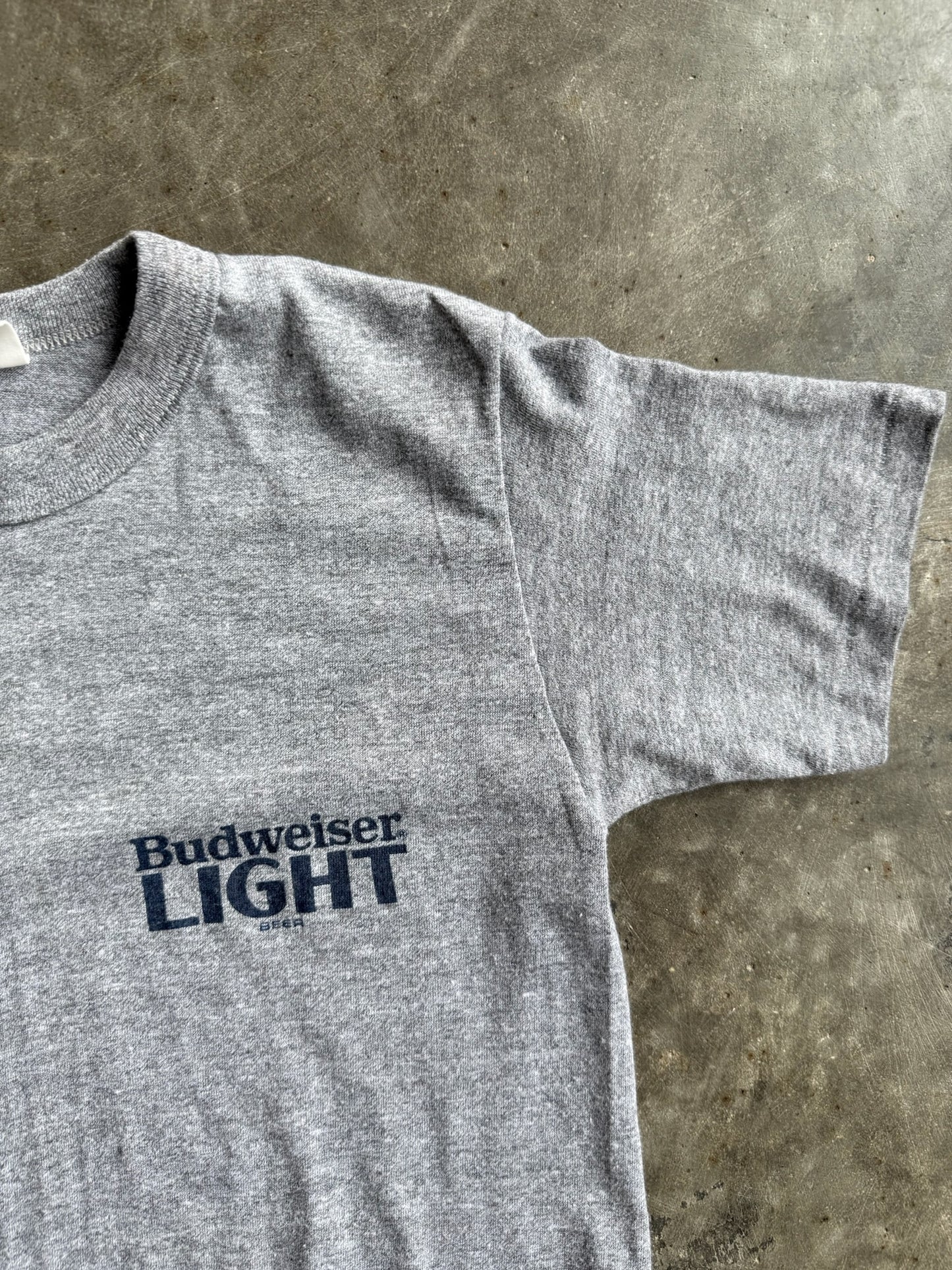 True Vintage Single Stitch Grey Budweiser Light Beer Distressed Tee - S