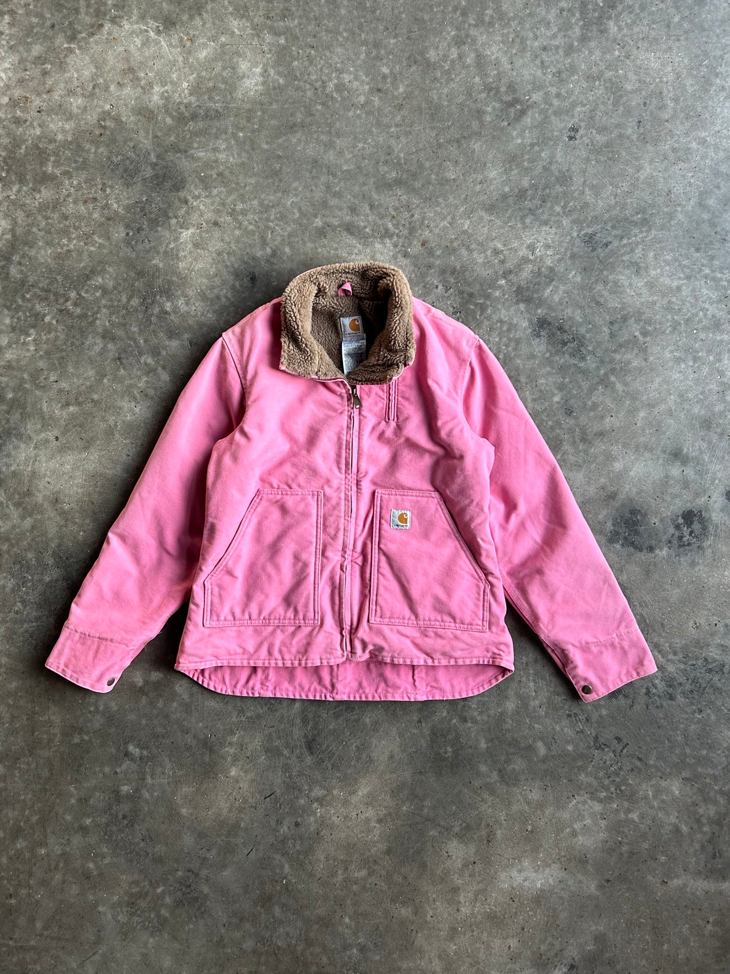 Baby Pink Sherpa Lined Carhartt Jacket - M