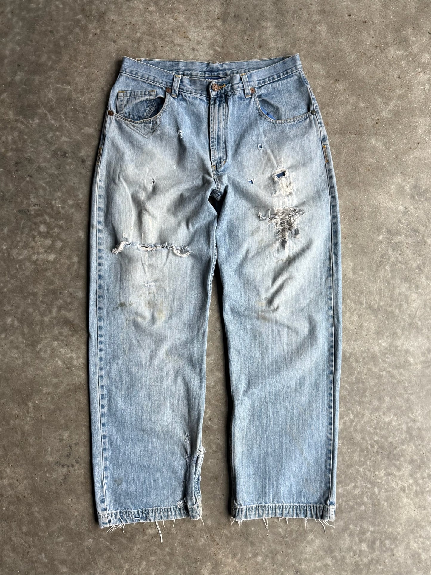 Vintage Badboy Distressed Light Wash Denim Pants - 30