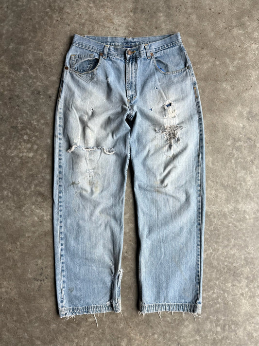 Vintage Badboy Distressed Light Wash Denim Pants - 30