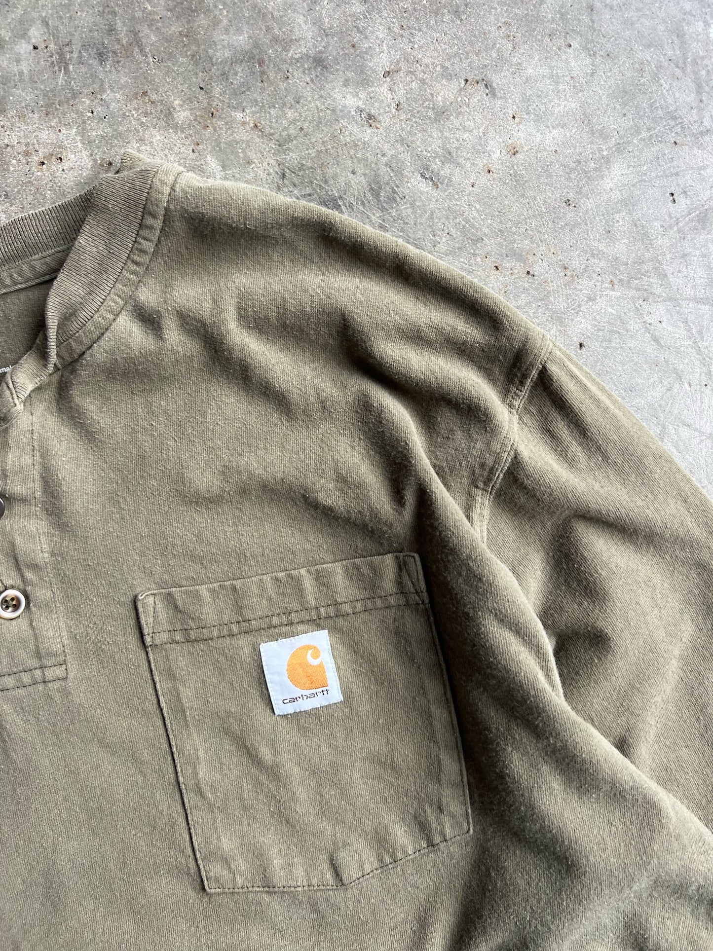 Olive Green Carhartt Long Sleeve Shirt - L