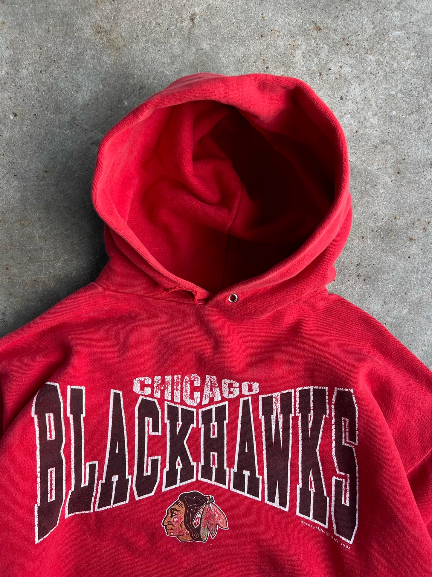 Vintage Red Chicago Blackhawks Hoodie - XL