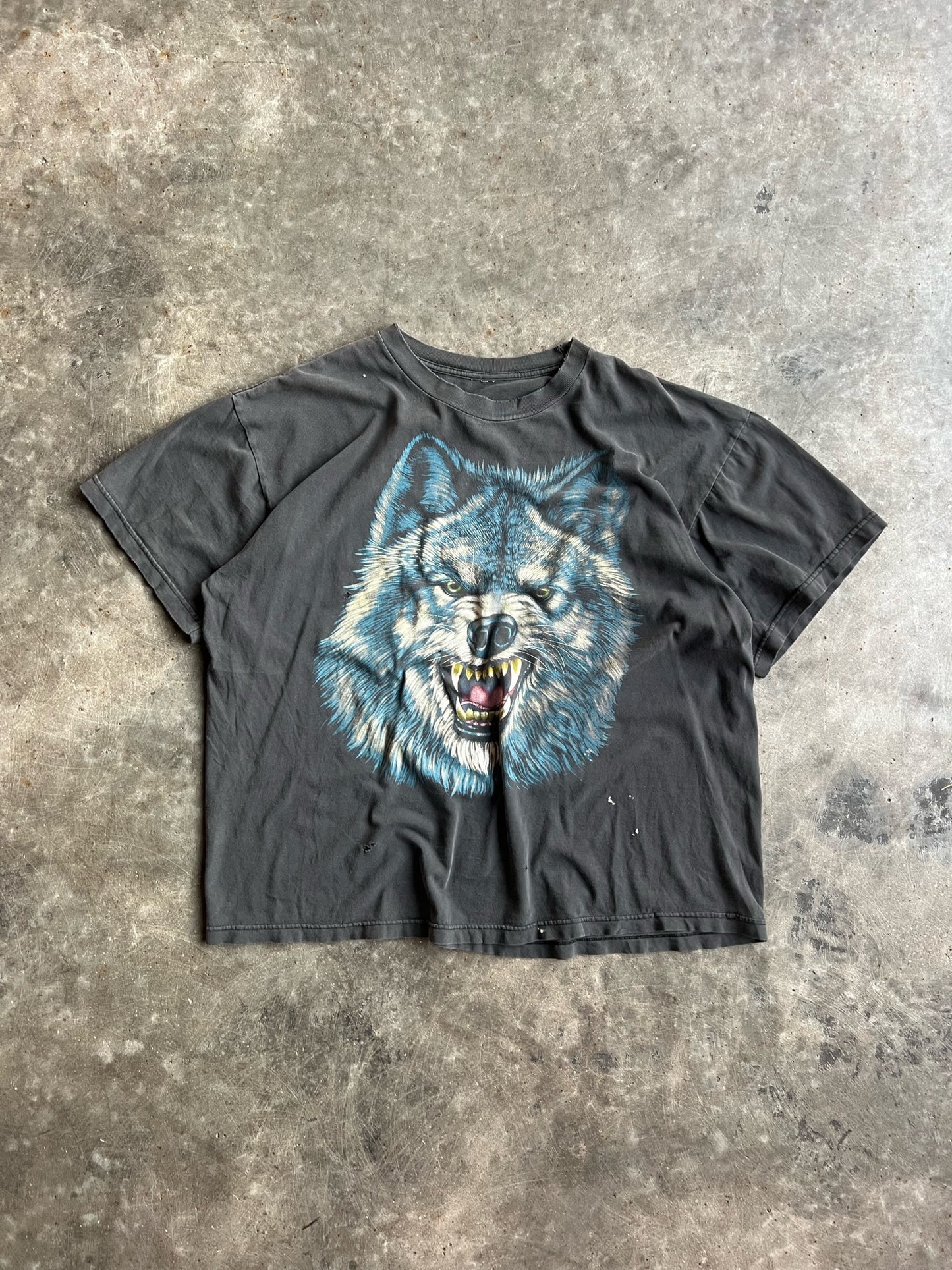 Vintage Faded Black Wolf Shirt - XL