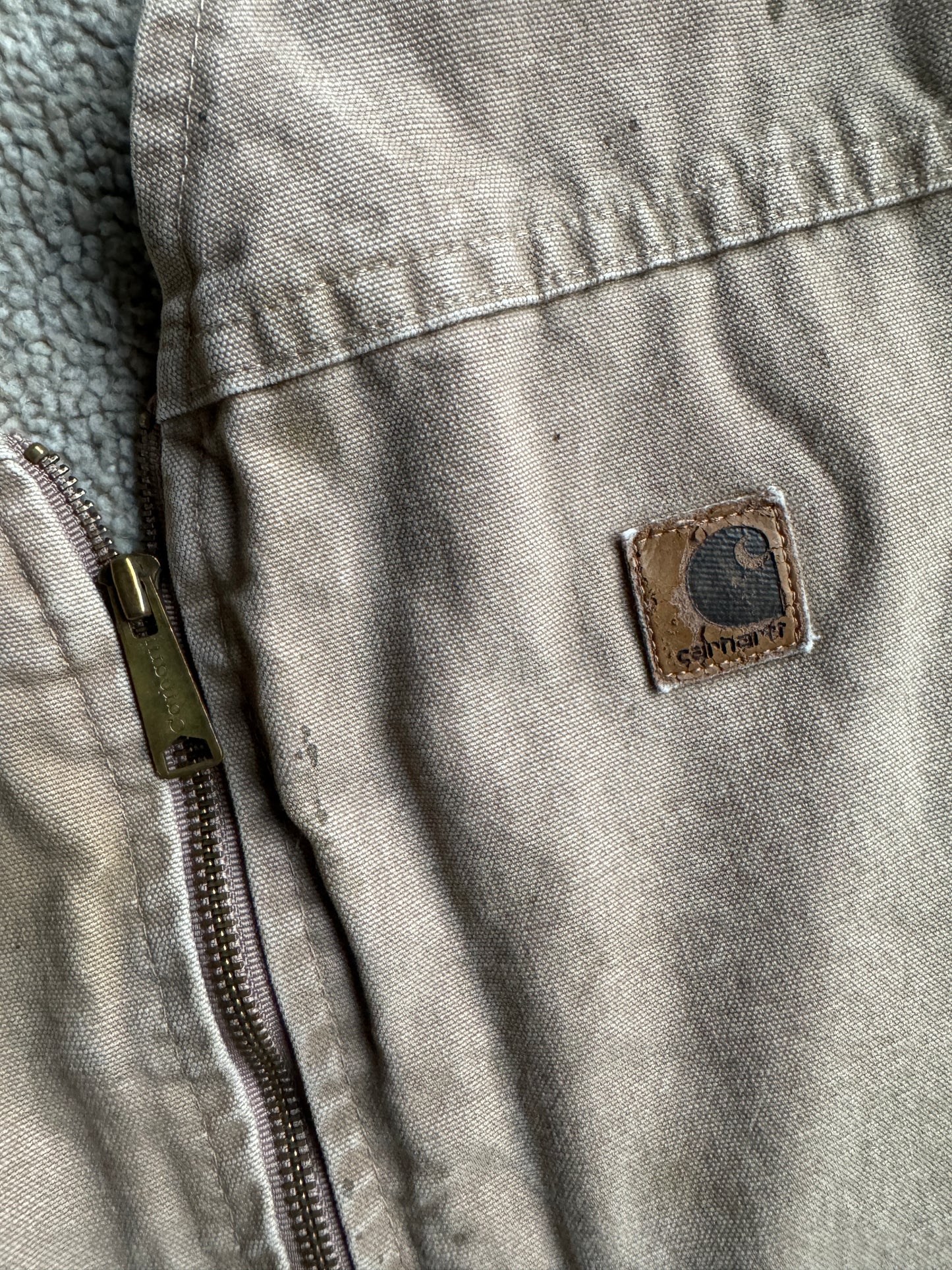 Vintage Carhartt Tan Fleece Lined Zip Up Vest - XL