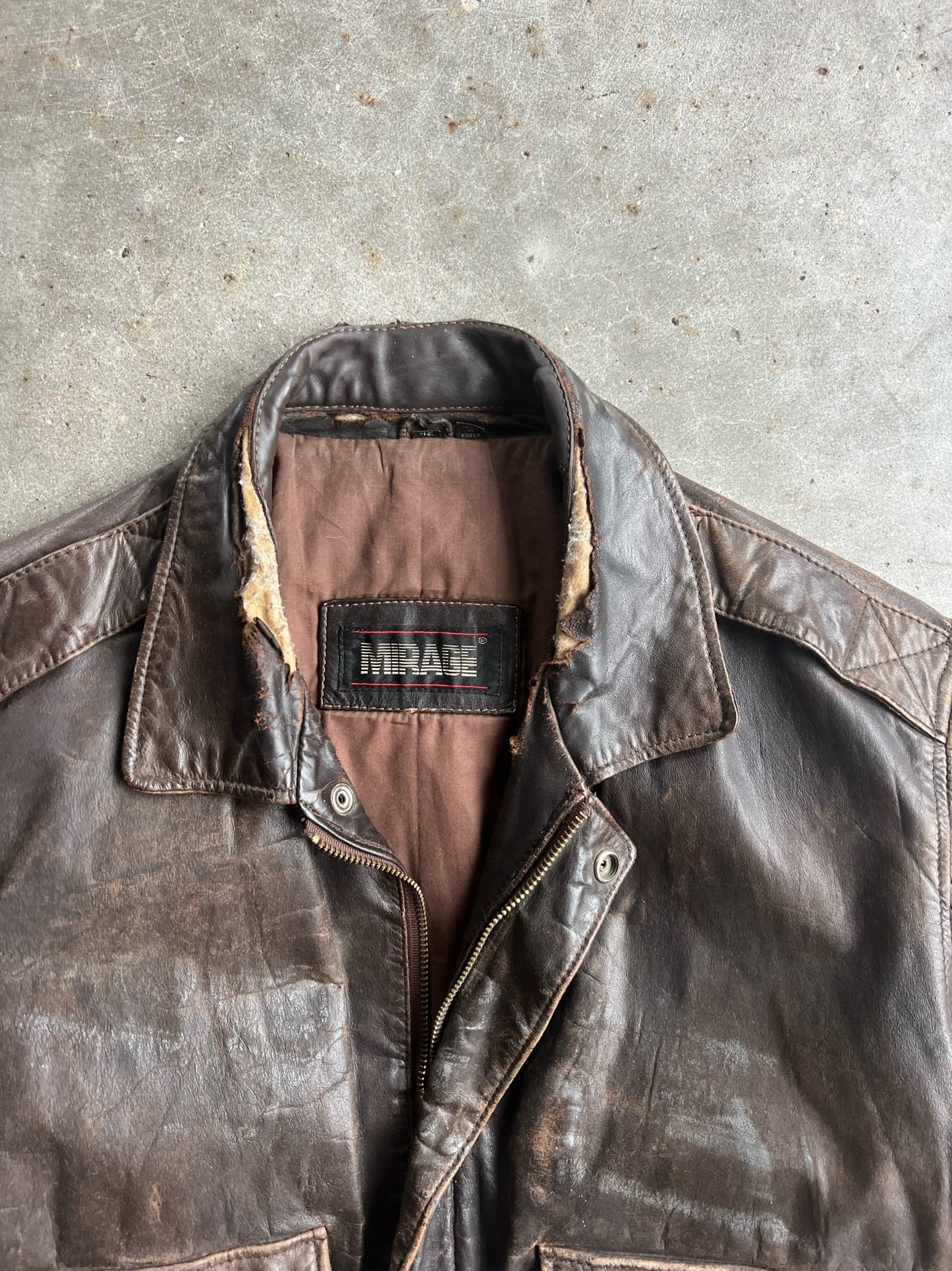 Vintage Brown Mirage Distressed Leather Jacket - L