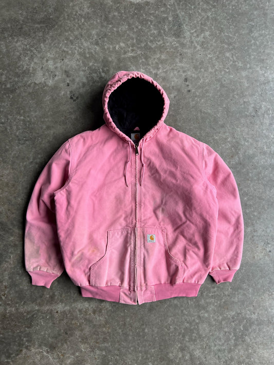 Vintage Baby Pink Hooded Carhartt Jacket - XL