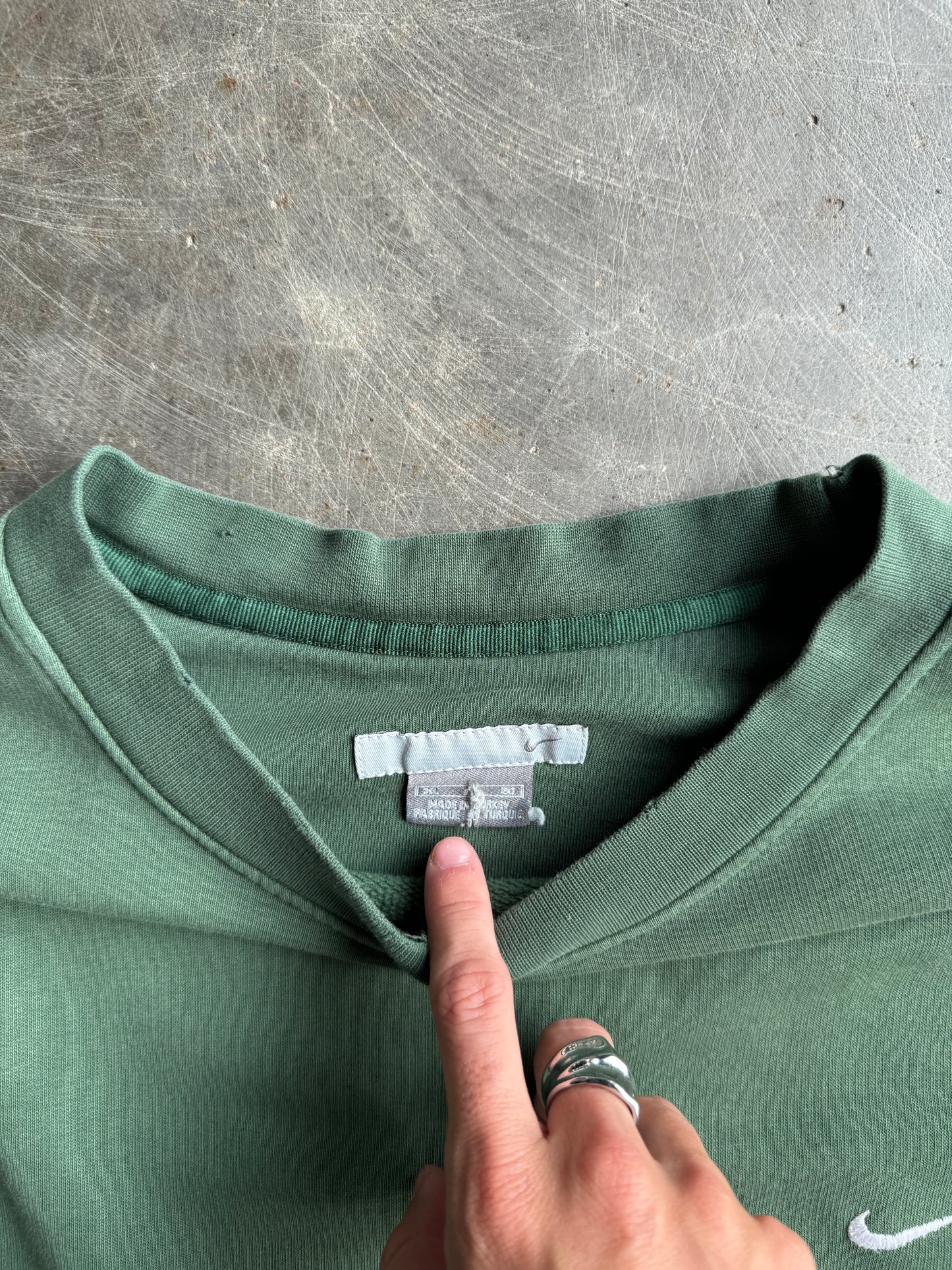 Vintage Green Mini Swoosh Nike Crew - XL