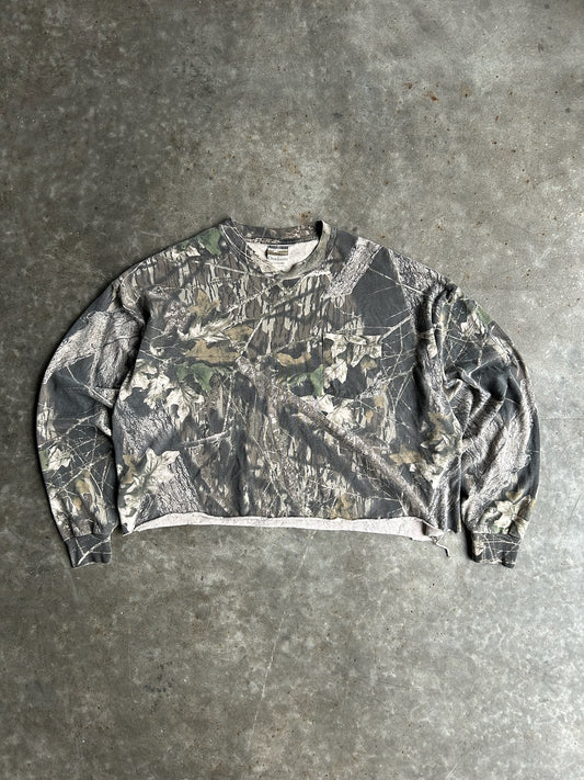 Vintage Jerzees Mossy Oak Camo Long Sleeve Cropped Shirt - XXL