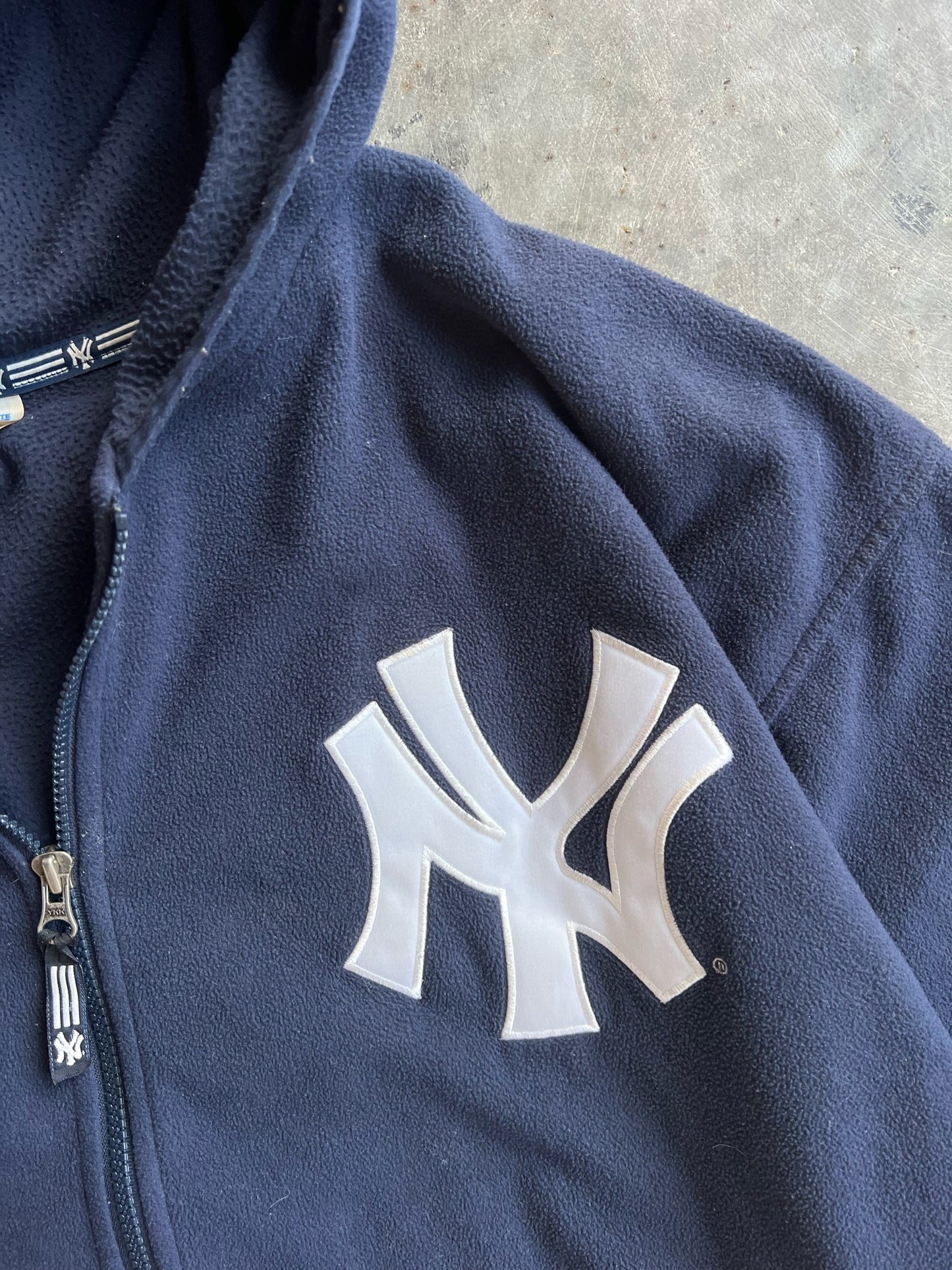 Vintage Navy Fleece Yankees Adidas Zip Up Hoodie - XXL