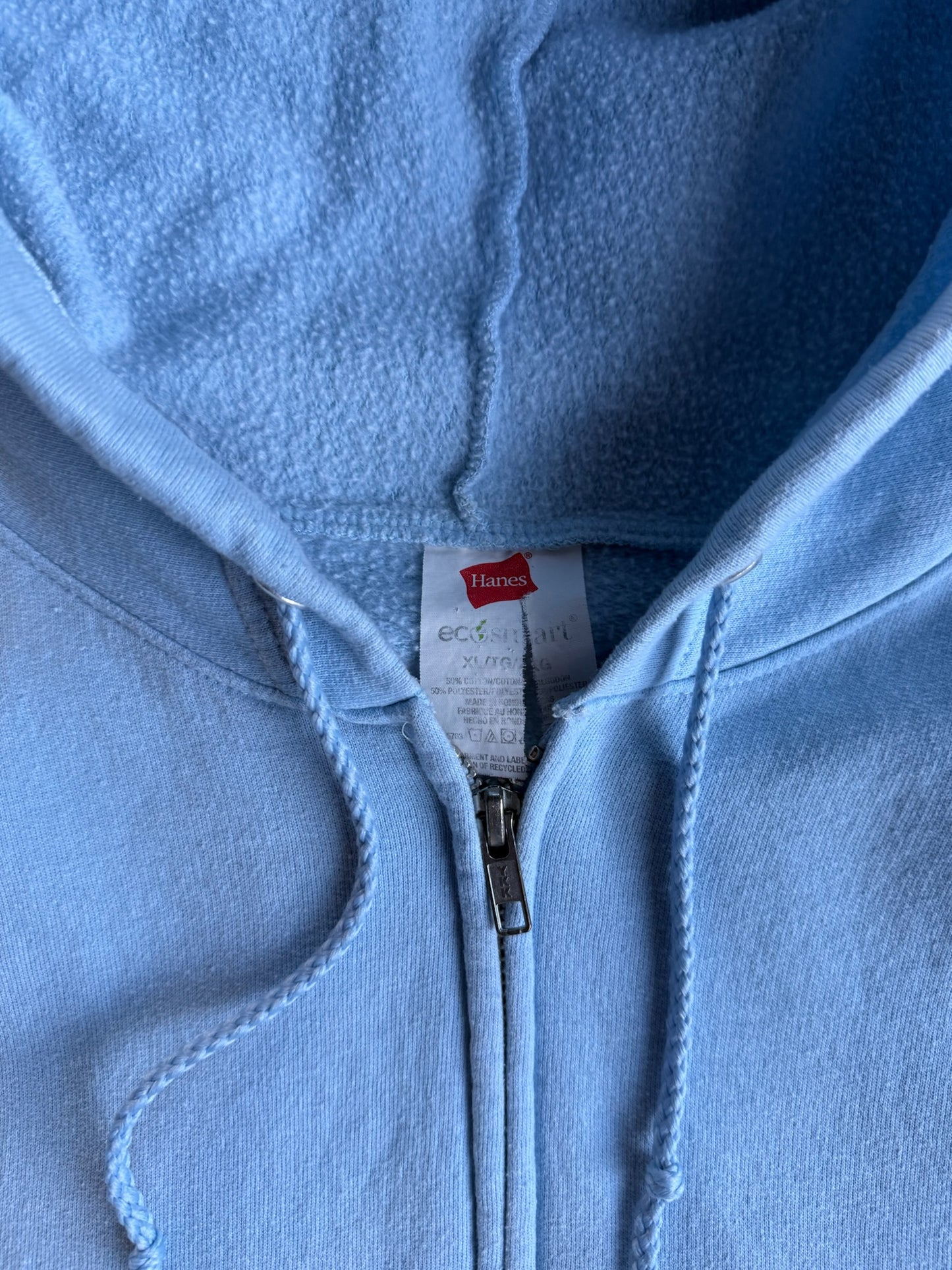 Vintage Blank Baby Blue Zip Up Hoodie - XL