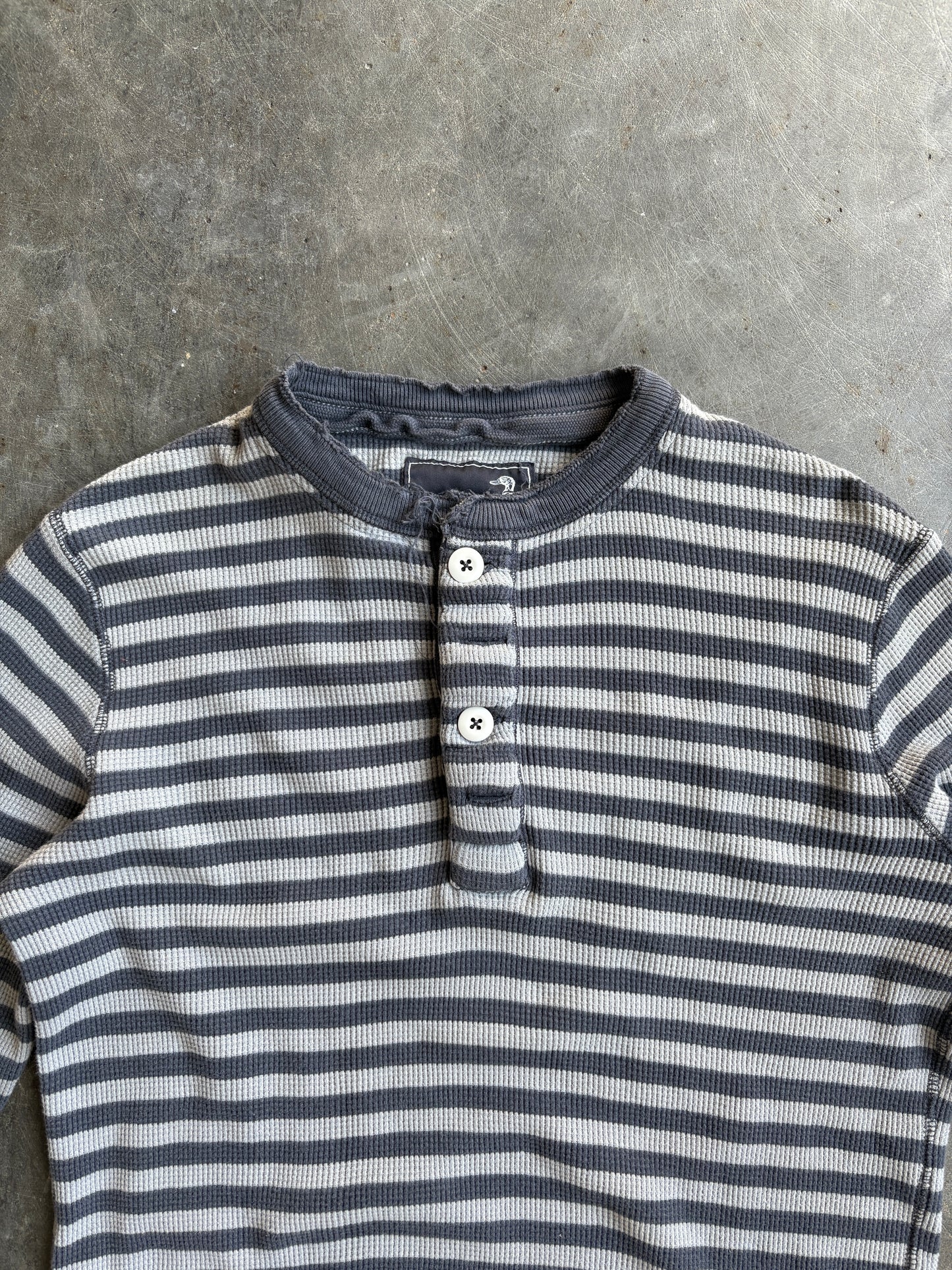 Vintage Grey Striped Duck Head Thermal - M