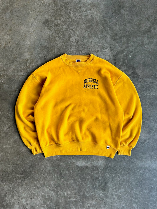 Vintage Yellow Embroidered Russell Athletic Crew - XL