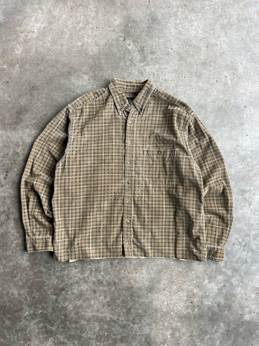 Vintage Pattern Corduroy Cropped Eddie Bauer Button Up - L